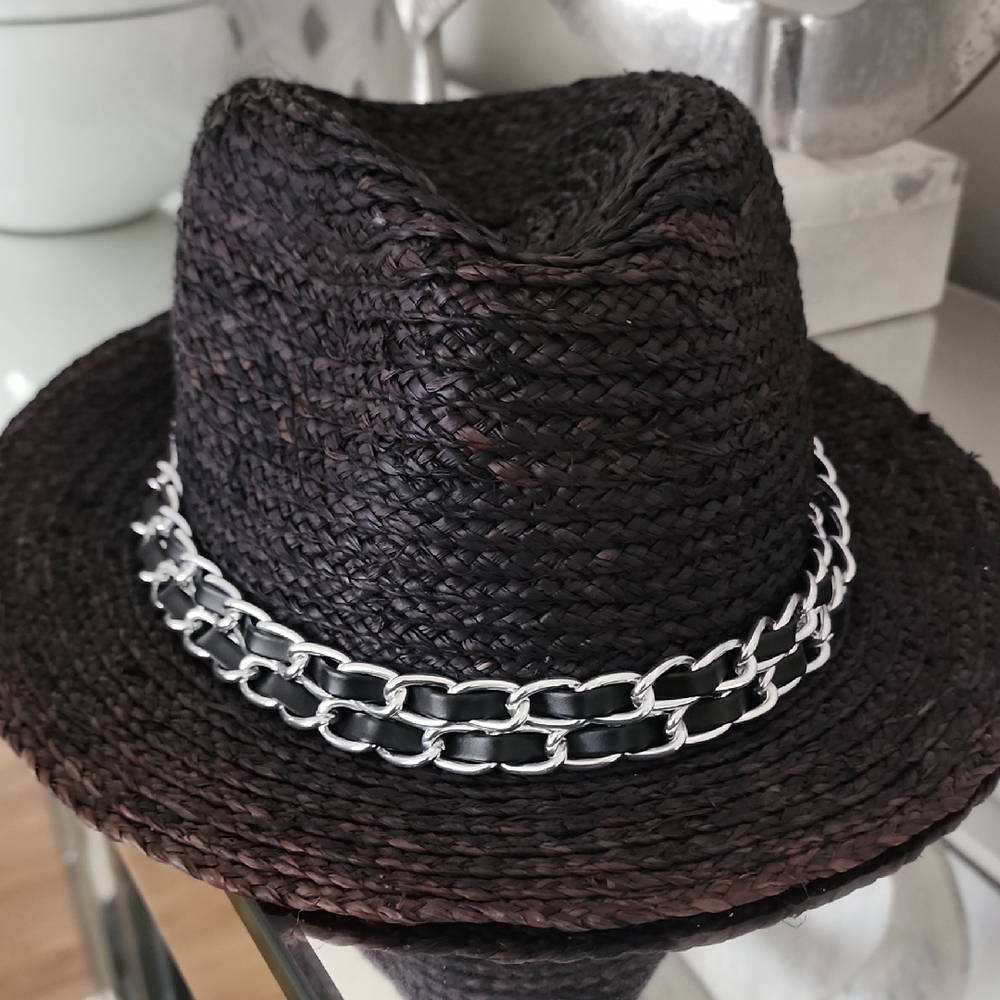 Magid Black Straw Hat with Silver Accents